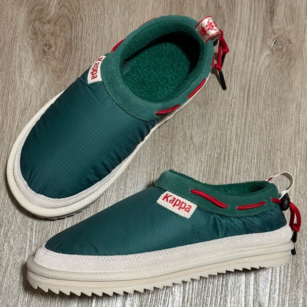 Kappa 222 Banda Mule Slippers Green Eggnog Red Mens Size 5.. Woman’s Sz 6.5 New